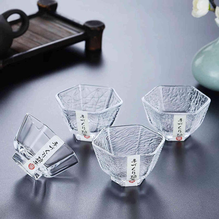 kungreatbig Glass Japanese Sake Cup Crystal Hexagon Tea Cups Soju Glass